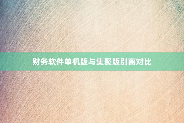 财务软件单机版与集聚版别离对比